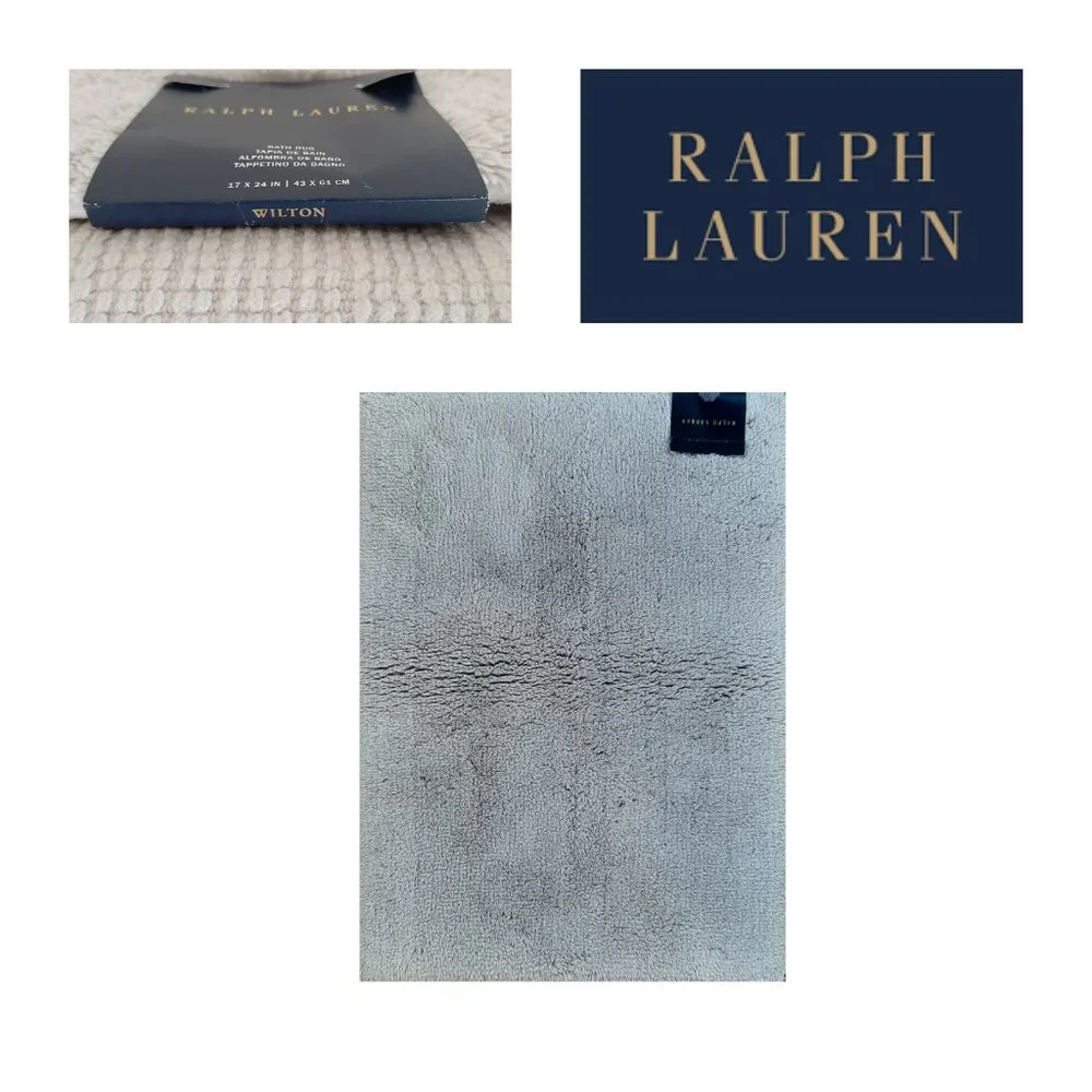 RALPH LAUREN Wilton Bath RUG Mat 17 x24 Silver Birch Light Grey 100% COTTON